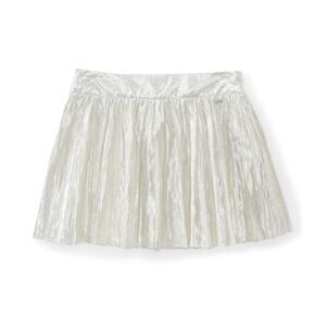 Aeropostale Womens Cotton Metallic Side-zip Pleated Skirt, White, NWT